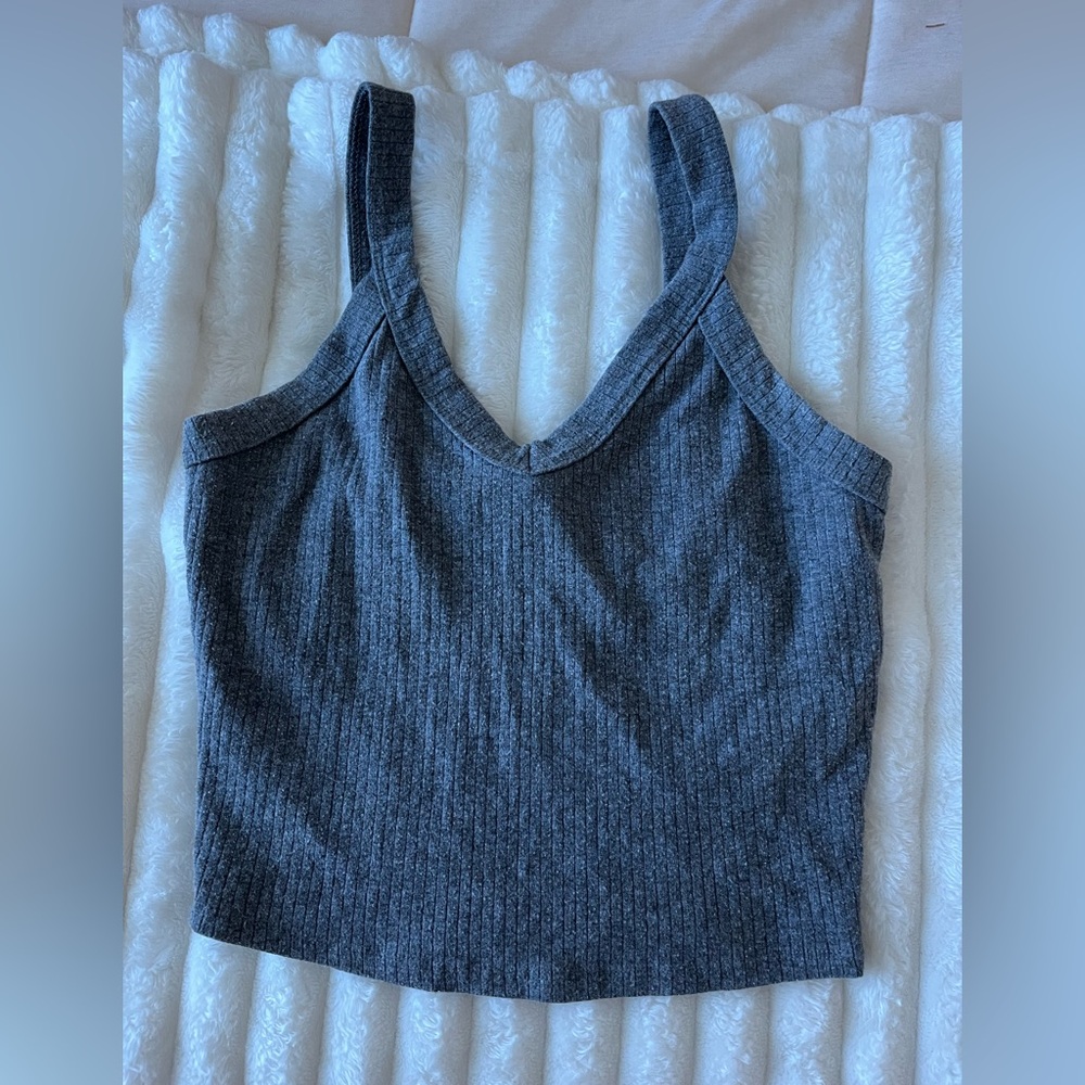 Destined Gray Ribbed Tank Top